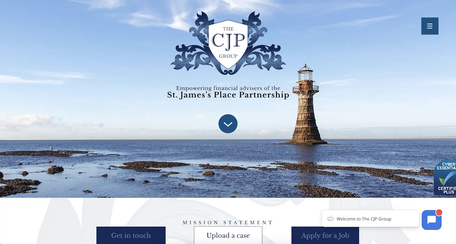 A screenshot of the original website: The original website design