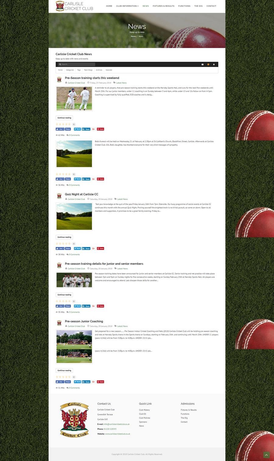 Club Website Design in Carlisle