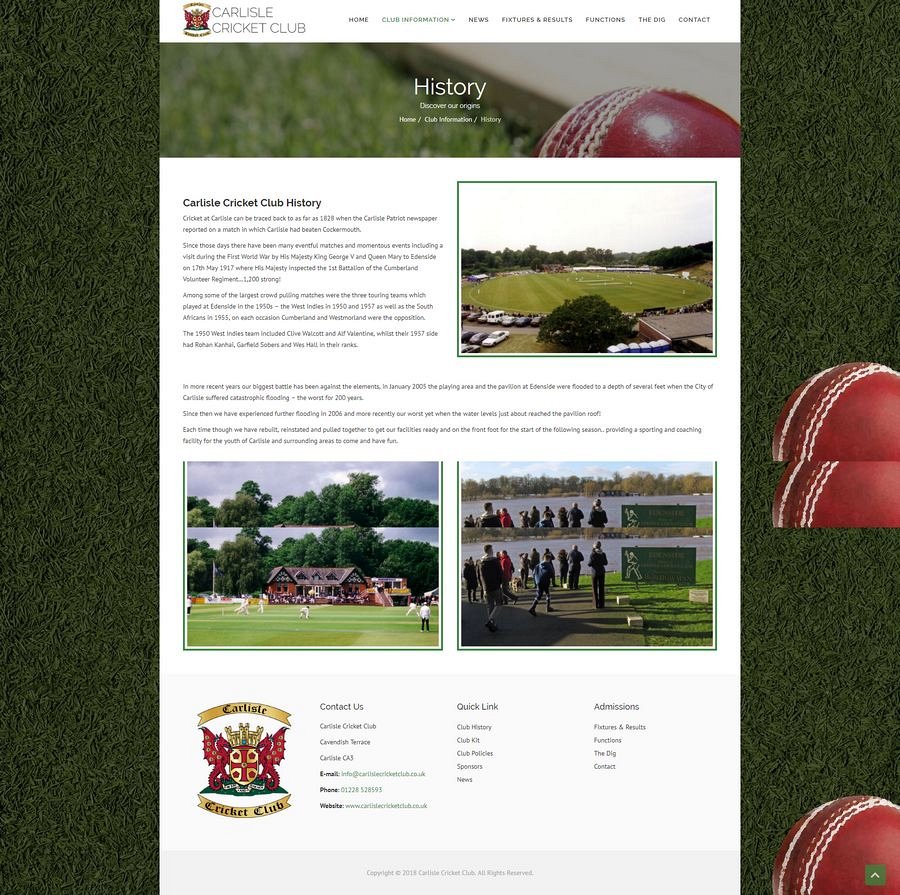Club Website Design in Carlisle