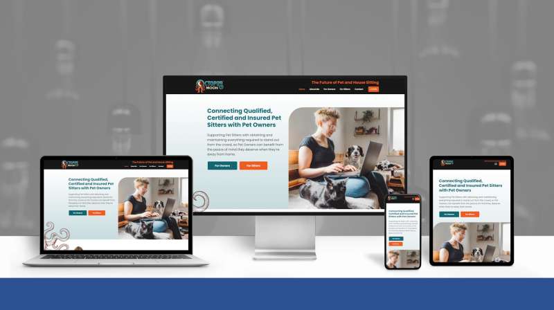 Bespoke website design in Cumbria for Octopus Moon - a dog and pet sitter directory