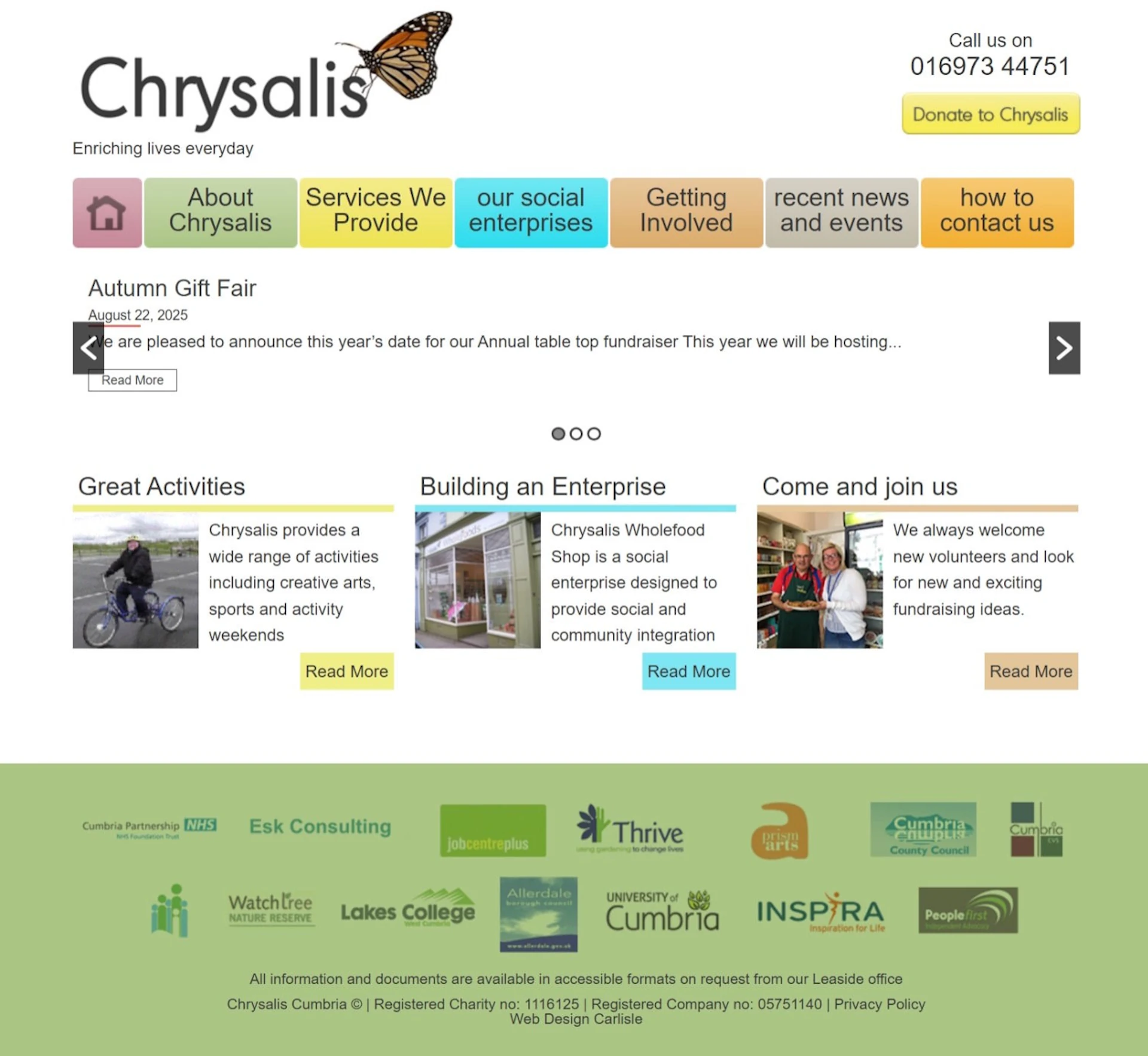 Chrysalis Cumbria original website