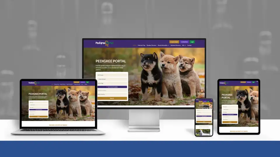 Bespoke advertising portal website design for Pedigree Portal